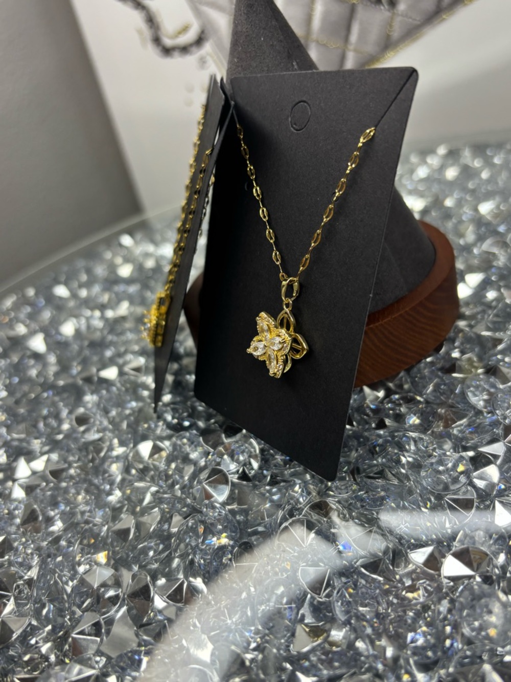 Gold-Tone Cubic Zirconia Pendant Necklaces (2) - Picture 5 of 8